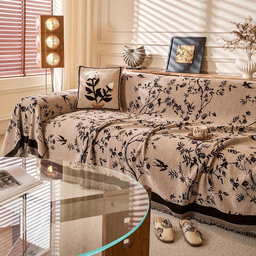 Elegant Floral Chenille Throw Blanket - Pet-Friendly, Durable & Non-Slip, Machine WashableIdeal For Living Room & Office Decor, Sectional Sofa CoverlFloral PatternlPolyester FabricDecorative Pillows