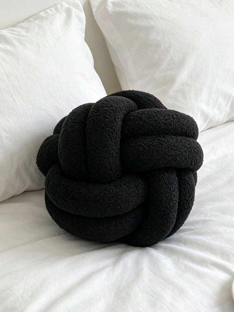 1pc Solid Color Versatile Faux Fur Octagonal Decorative Throw Pillow, Suitable For Sofa, Coffee Table, Bedroom, Black